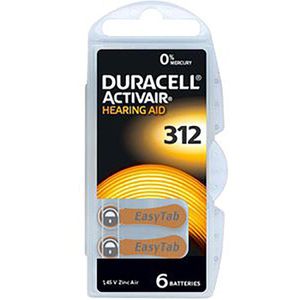 Produktbild für Hörgerätebatterie Duracell Easy Tab 312