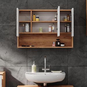 Produktbild für Spiegelschrank Vicco Irma, weiß hochglanz / eiche