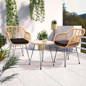 Produktbild für Bistrotisch CASARIA 108348, natur / schwarz, UV-beständig,rund