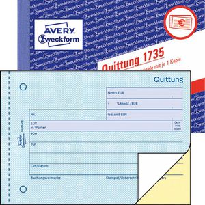 Quittungsblock Zweckform 1735, fälschungssicher, MwSt. separat