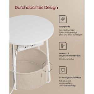 Produktbild für Beistelltisch Vasagle LET228W02, weiß / natur, Holz / Metall