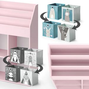 Produktbild für Bücherregal Vicco Luigi, rosa, mit 4 Faltboxen