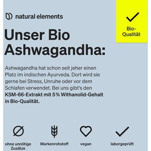 Produktbild für Ashwagandha natural-elements 180 Kapseln, BIO