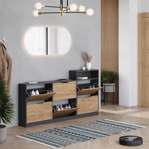 Produktbild für Schuhschrank Vicco Luca, anthrazit / eiche