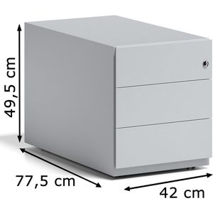 Produktbild für Rollcontainer Bisley Note, aus Metall, lichtgrau