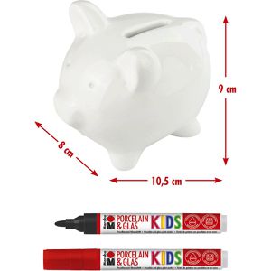 Produktbild für Porzellanstifte Marabu KiDS Porcelain &amp; Glass, Sparschweinset