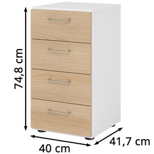 Produktbild für Kommode Hammerbacher Serie 9 Advanced, weiß / eiche