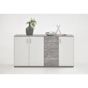 Produktbild für Sideboard FMD-Möbel Albi 3, aus Holz, weiß / beton