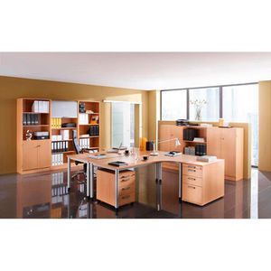 Produktbild für Schreibtisch Hammerbacher H-Serie, buche / silber