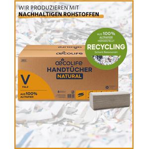 Produktbild für Papierhandtücher Oecolife Natural, 4801200, 1-lagig