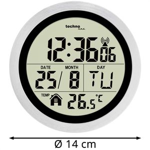 Produktbild für Wanduhr Technoline WT 3005, Aluminium, analog, Funkuhr