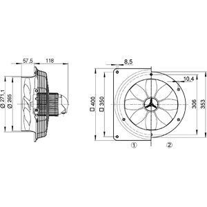 Produktbild für Axiallüfter Maico EZQ 25/4 E, 0083.0486, 40 x 40 cm, Ø 250 mm
