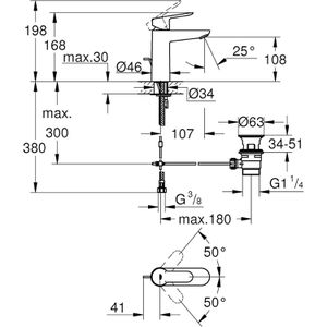 Produktbild für Waschtischarmatur GROHE BauEdge M-Size, 23758000, verchromt