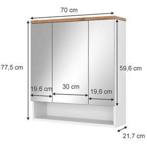 Produktbild für Spiegelschrank Vicco Eden, weiß hochglanz