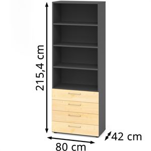 Produktbild für Kombischrank Hammerbacher Serie 9 Advanced, ahorn / graphit