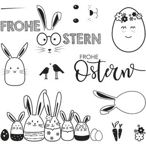Motivstempel Rayher Clear Stamps Frohe Ostern, aus Kunststoff