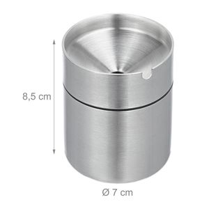 Produktbild für Aschenbecher Relaxdays silber, Indoor &amp; Outdoor, mit Deckel