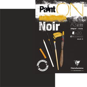 Clairefontaine Zeichenblock PaintON 975170C, A3, 250 g/m², geleimt, schwarz, 20 Blatt