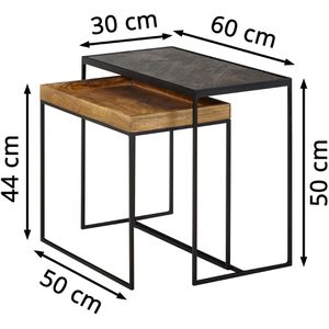 Produktbild für Beistelltisch Wohnling WL6.636, anthrazit / mango, 2er Set