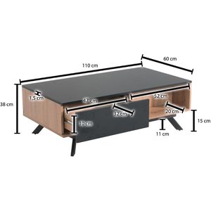 Produktbild für Couchtisch Wohnling WL6.659, aus Holz, schwarz / eiche