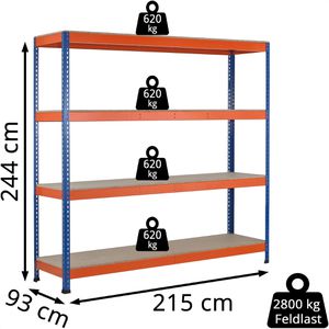 Produktbild für Weitspannregal Schulte 18293-N, 4 Holzböden