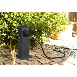 Produktbild für Gartensteckdose Heitronic Bangkok, anthrazit, anschraubbar