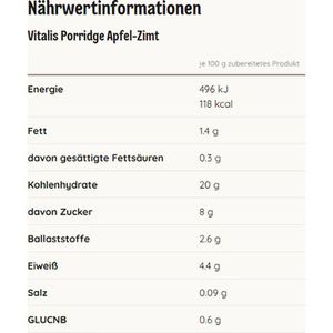Produktbild für Haferbrei Dr.Oetker Vitalis Porridge, Apfel Zimt