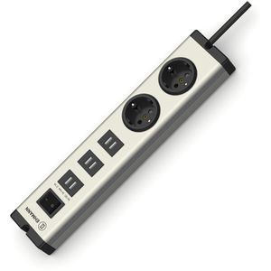 Produktbild für Steckdosenleiste Ehmann Multilader 6-Port Alu 1,5m