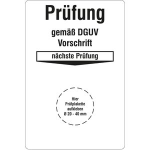 Produktbild für Grundplaketten Böttcher-AG GP18-R, nächste Prüfung gemäß DGUV