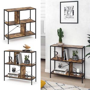 Produktbild für Bücherregal Vicco Fyrk, schwarz / dunkelbraun