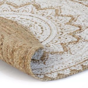 Produktbild für Teppich vidaXL Jute, rund, geflochten, Ø 150cm