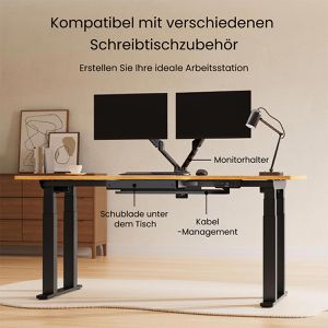 Produktbild für Schreibtisch FlexiSpot E7B Plus, ahorn / schwarz