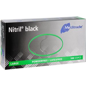 Produktbild für Einmalhandschuhe Meditrade Nitril Black, schwarz, 100 Stück