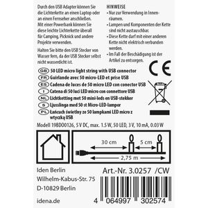Produktbild für Lichterkette Idena 30257, Micro, USB-Betrieb, für Innen