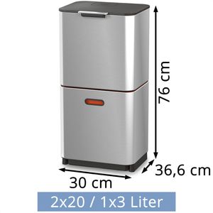 Produktbild für Mülleimer JosephJoseph Totem Compact 40 L, silber