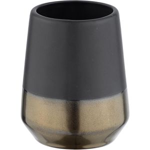 Produktbild für Zahnputzbecher Wenko Brandol, schwarz-kupfer, aus Keramik