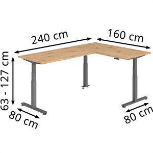 Produktbild für Schreibtisch Hammerbacher XDSMW, eiche / graphit