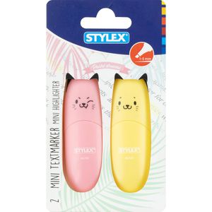 Produktbild für Textmarker Stylex Mini Katzendesign 31474, 2 Stück