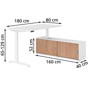 Produktbild für Schreibtisch Hammerbacher XBHM, 31095, weiß, mit Sideboard