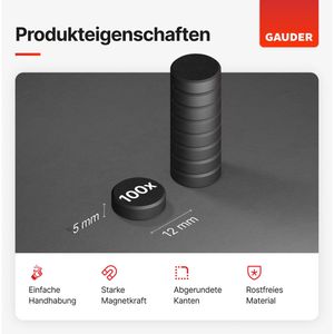 Produktbild für Magnete Gauder Ferrit, schwarz