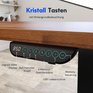 Produktbild für Schreibtischgestell FlexiSpot E2QB, schwarz, 4 Memoryspeicher