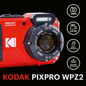 Produktbild für Kompaktkamera Kodak Pixpro WPZ2 rot, mit 2,7 Zoll Display