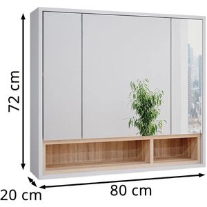 Produktbild für Spiegelschrank Vicco Beatrice, weiß / eiche