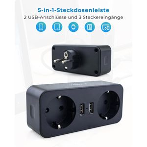 Produktbild für Steckdosenadapter Voomy Split X2, schwarz