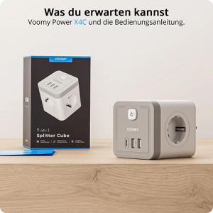 Produktbild für Steckdosenwürfel Voomy Split X4 2.0, weiß / grau