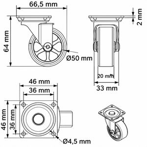 Produktbild für Möbelrolle SO-TECH RAPID 129883, mit Anschraubplatte