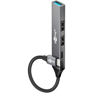 USB-Hub Goobay 74459, grau, mit Metallgehäuse