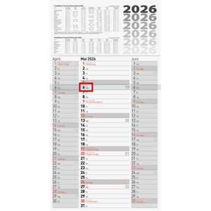 3-Monatskalender Brunnen 1070280006, mit Ferienübersicht