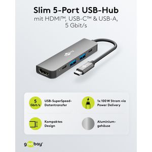 Produktbild für Dockingstation Goobay Slim 5-Port 78967