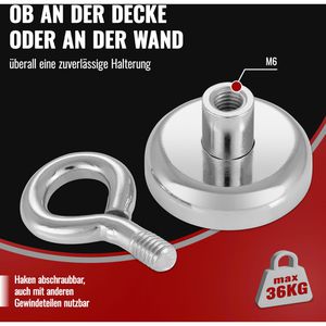 Produktbild für Hakenmagnet Poppstar Ösenmagnet, Neodym, extra stark